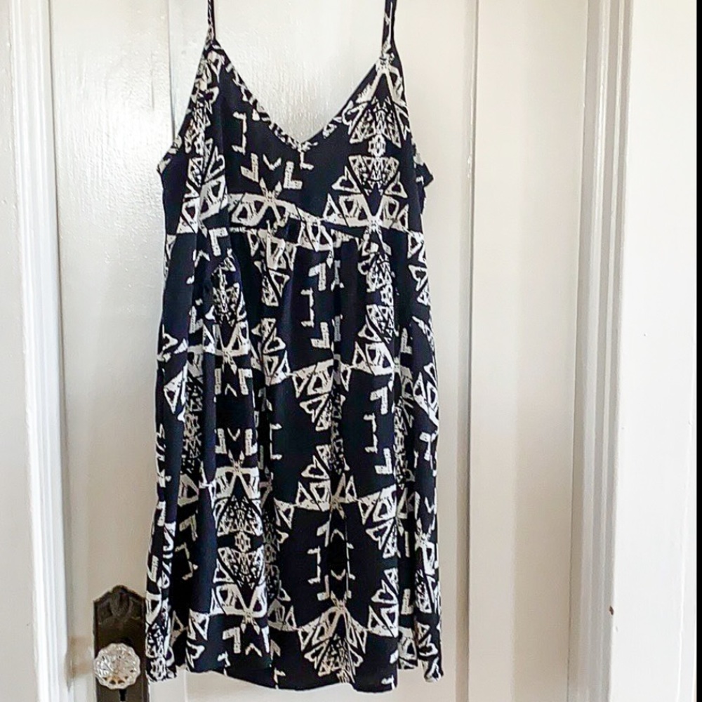 Silky black & white striped dress